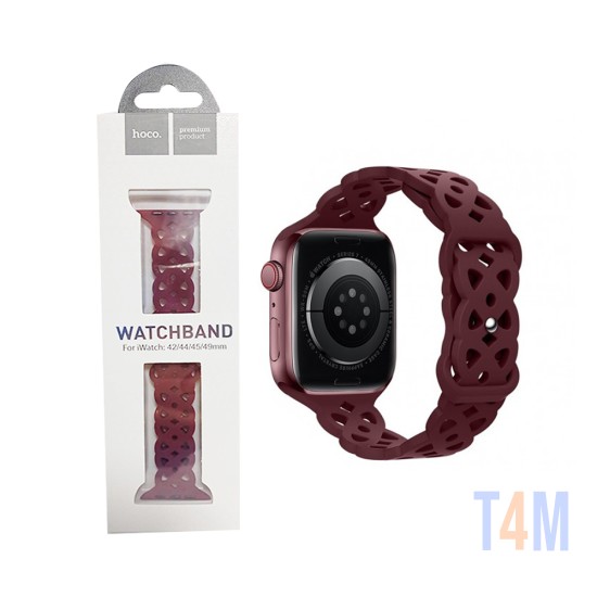 Bracelete Oca de Silicona WA09 para iWatch (42/44/45/49mm) Vino Vermelho